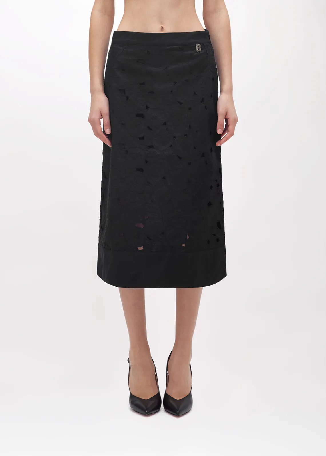 MIDI SKIRT WITH INLAID ROSES