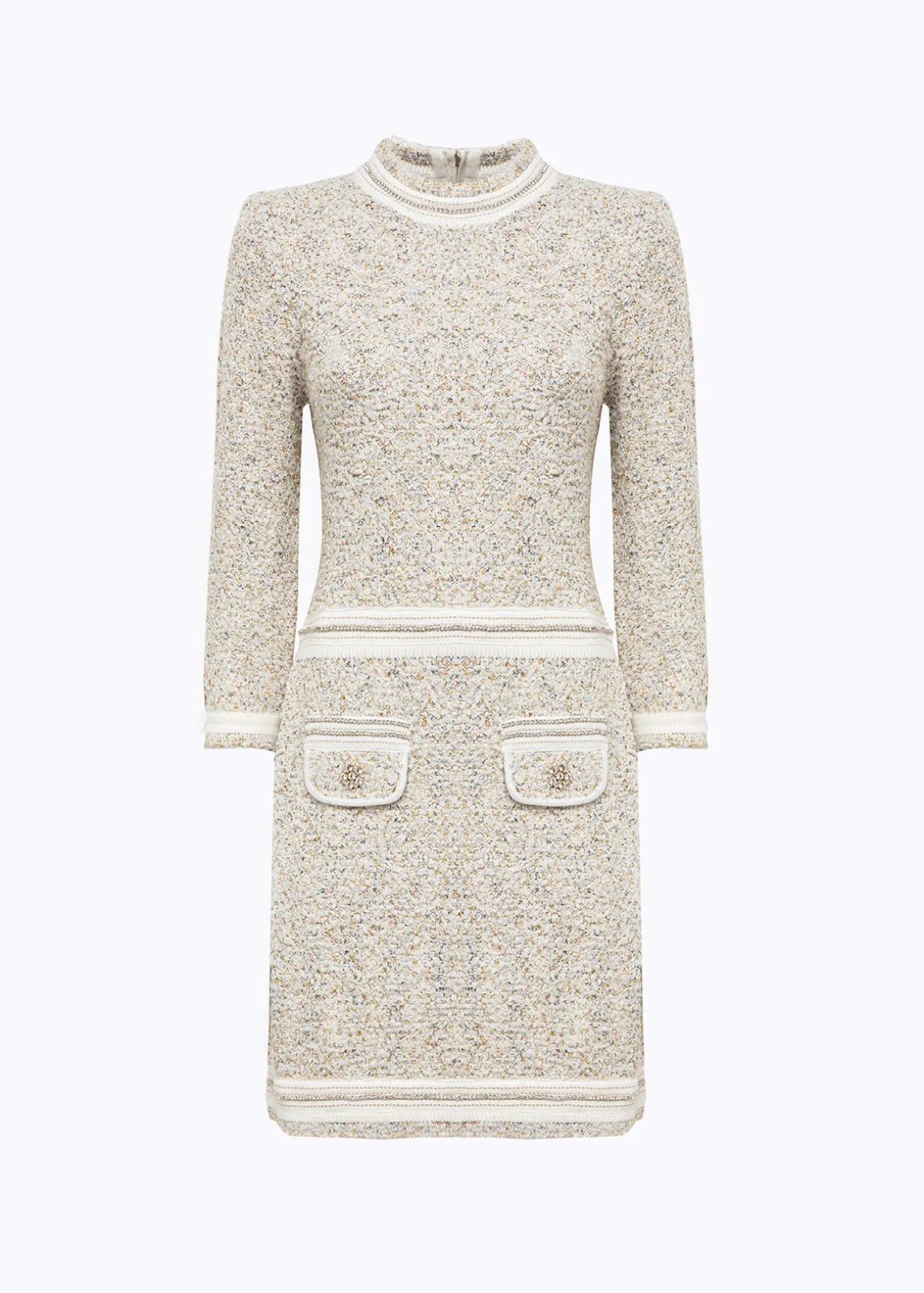MINI DRESS IN BOUCLÉ YARN WITH RHINESTONES