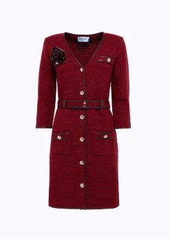 MINI DRESS IN BOUCLÉ YARN WITH BELT