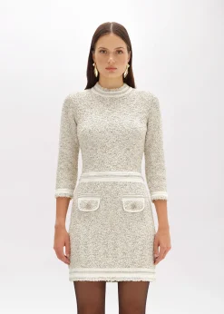MINI DRESS IN BOUCLÉ YARN WITH RHINESTONES