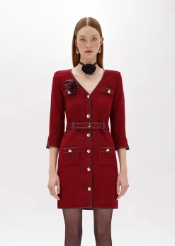 MINI DRESS IN BOUCLÉ YARN WITH BELT