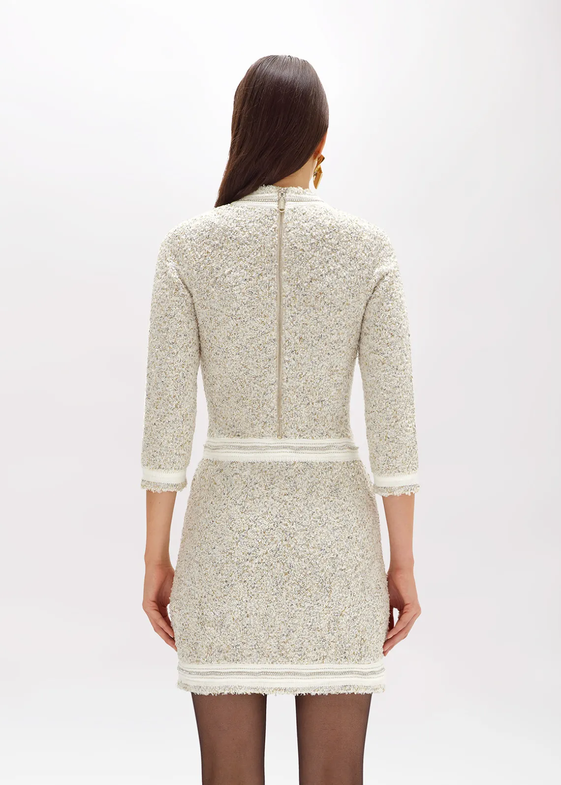 MINI DRESS IN BOUCLÉ YARN WITH RHINESTONES