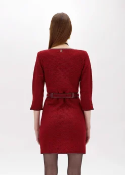 MINI DRESS IN BOUCLÉ YARN WITH BELT