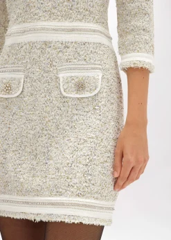MINI DRESS IN BOUCLÉ YARN WITH RHINESTONES