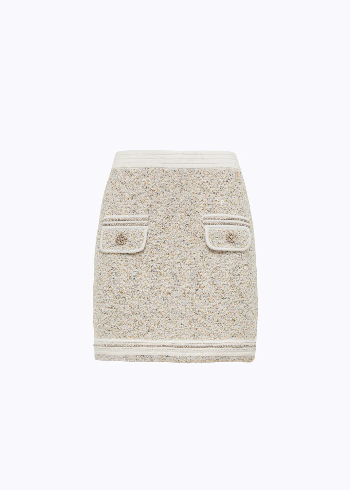 MINI SKIRT IN BOUCLÉ YARN WITH RHINESTONES