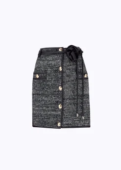 MINI SKIRT IN BOUCLÉ YARN WITH BELT