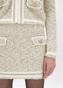MINI SKIRT IN BOUCLÉ YARN WITH RHINESTONES
