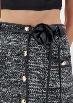 MINI SKIRT IN BOUCLÉ YARN WITH BELT