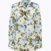 OVERSIZED RUFFLED SHIRT IN SILK WITH ROSE PRINT