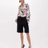 OVERSIZED RUFFLED SHIRT IN SILK WITH ROSE PRINT