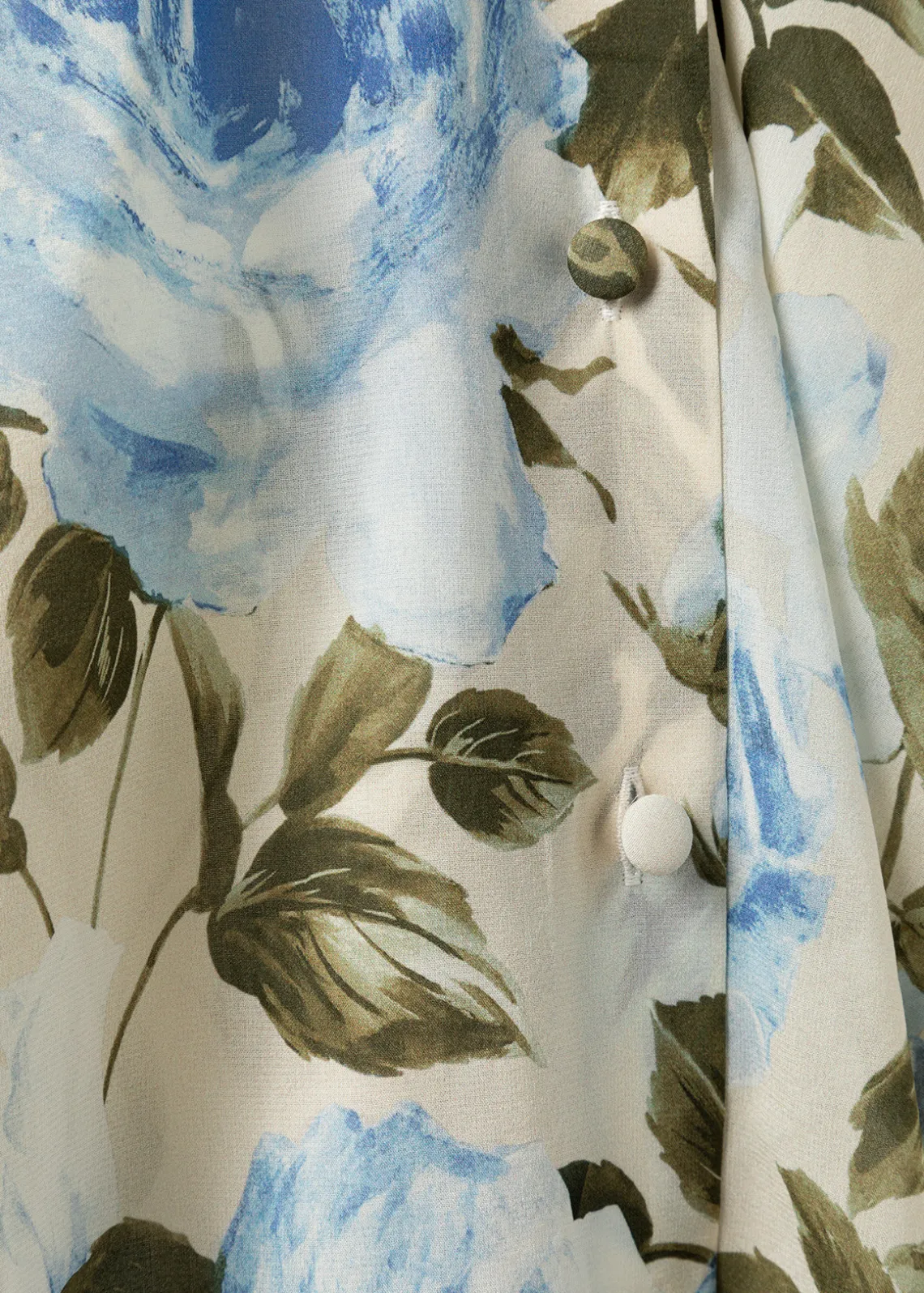 OVERSIZED RUFFLED SHIRT IN SILK WITH ROSE PRINT