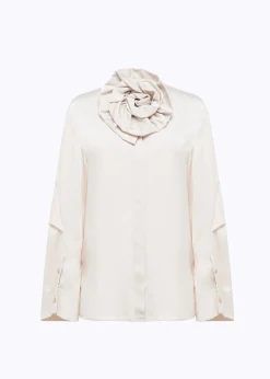 OVERSIZED SATIN SHIRT WITH ROSE