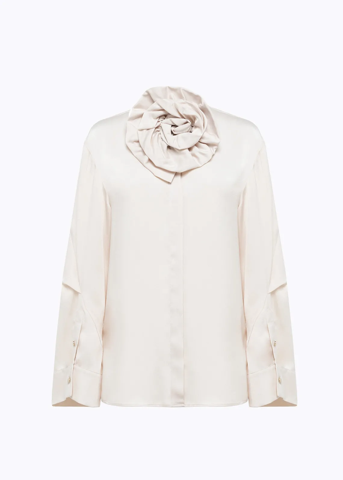 OVERSIZED SATIN SHIRT WITH ROSE