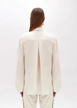 OVERSIZED SATIN SHIRT WITH ROSE
