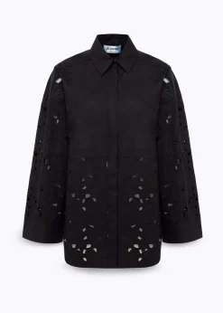 OVERSIZED SHIRT IN EMBROIDERED COTTON CANVAS