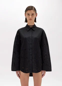 OVERSIZED SHIRT IN EMBROIDERED COTTON CANVAS
