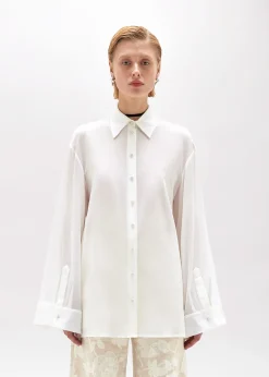OVERSIZED SHIRT IN RUFFLED SILK