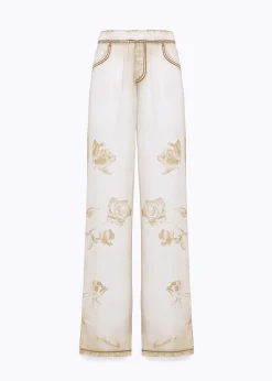 PALAZZO PANTS IN DENIM EFFECT SATIN