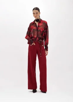 PANTS IN BOUCLÉ YARN WITH BELT