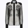 PLUMETIS TULLE SHIRT WITH EMBROIDERY