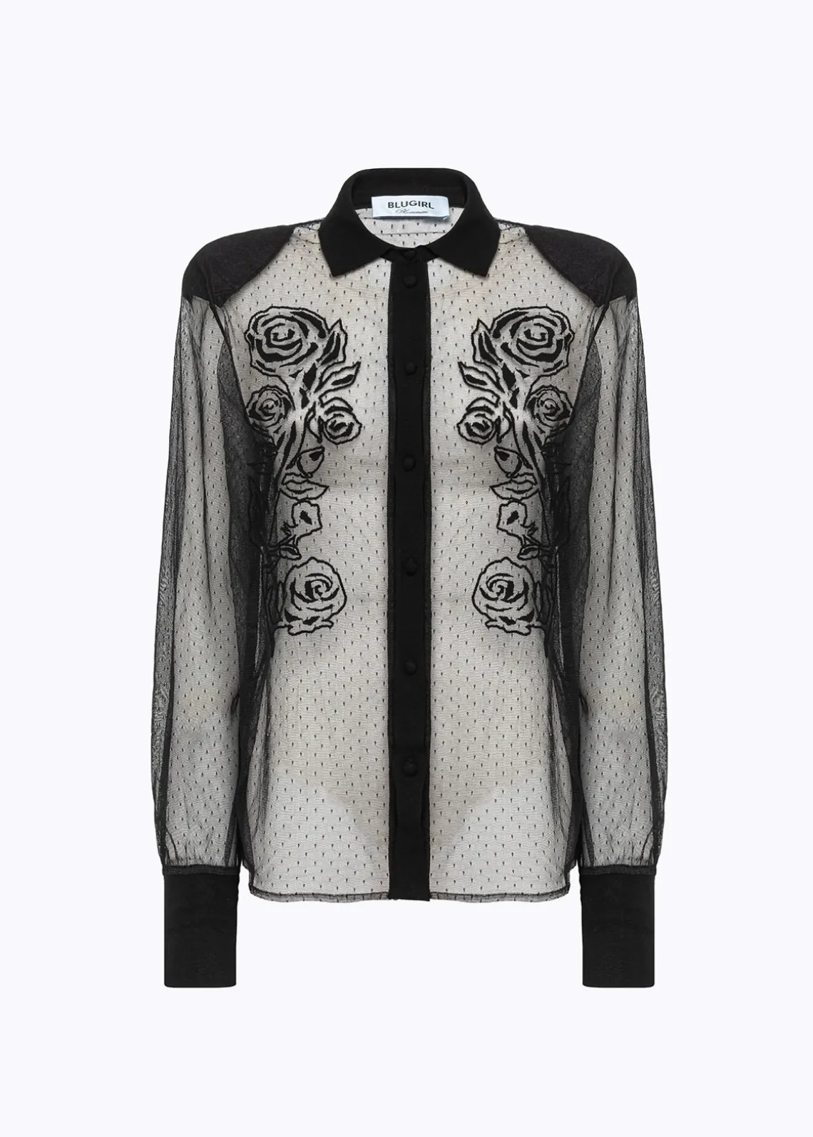 PLUMETIS TULLE SHIRT WITH EMBROIDERY