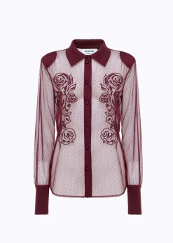 PLUMETIS TULLE SHIRT WITH EMBROIDERY