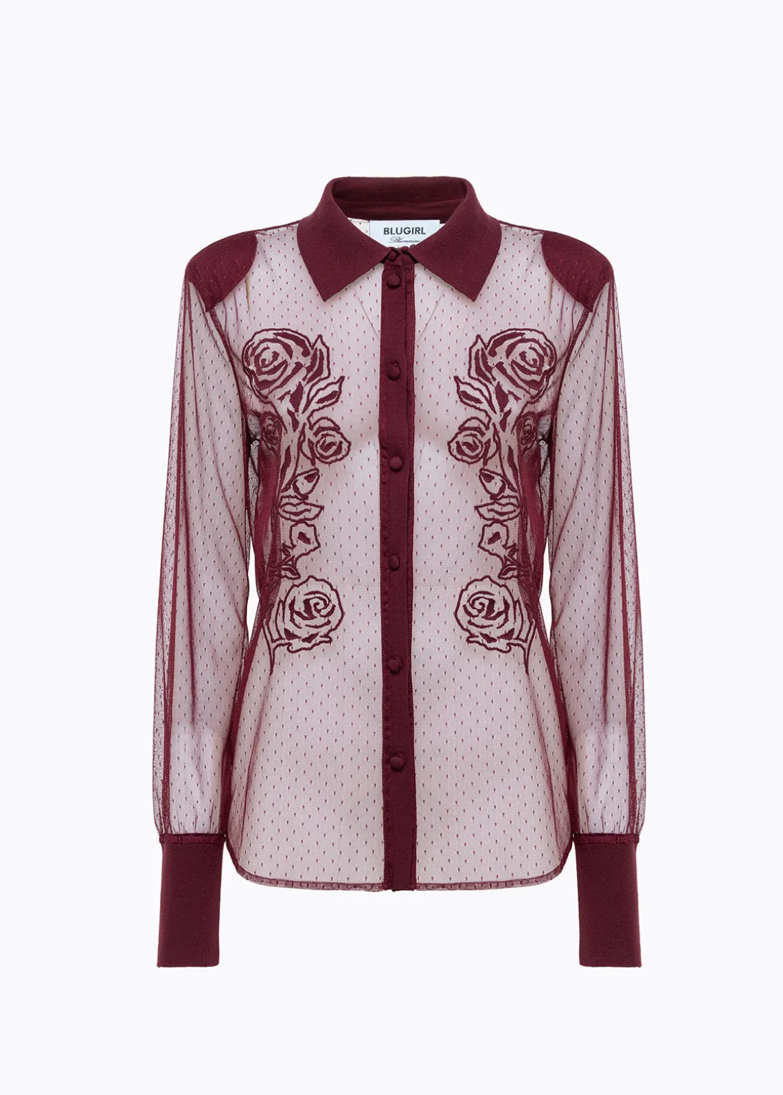 PLUMETIS TULLE SHIRT WITH EMBROIDERY