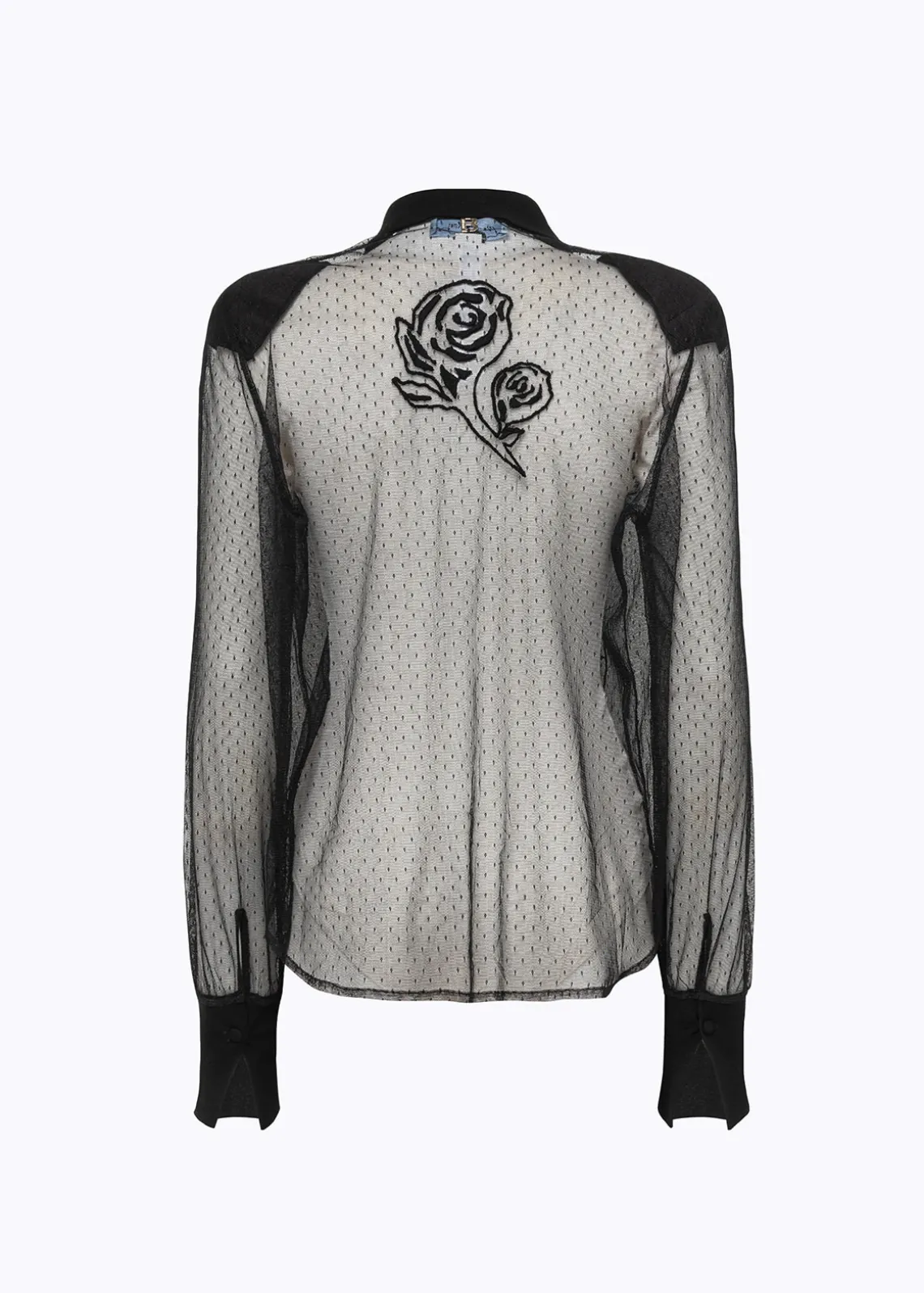 PLUMETIS TULLE SHIRT WITH EMBROIDERY