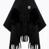 PONCHO WITH FAUX FUR POCKETS