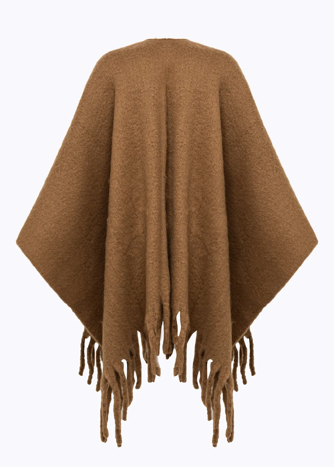 PONCHO WITH FAUX FUR POCKETS