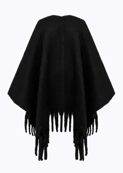 PONCHO WITH FAUX FUR POCKETS