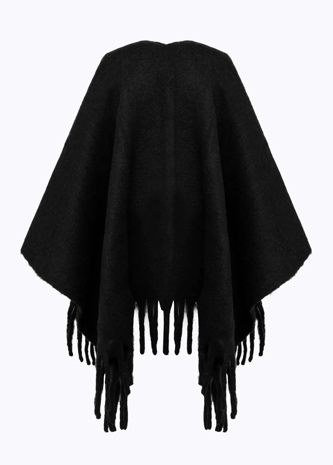 PONCHO WITH FAUX FUR POCKETS