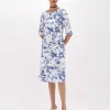 POPLIN LONGUETTE DRESS WITH ROSE PRINT