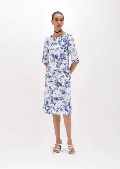 POPLIN LONGUETTE DRESS WITH ROSE PRINT