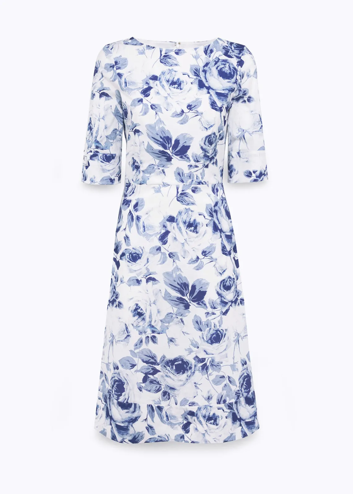 POPLIN LONGUETTE DRESS WITH ROSE PRINT