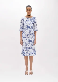 POPLIN LONGUETTE DRESS WITH ROSE PRINT