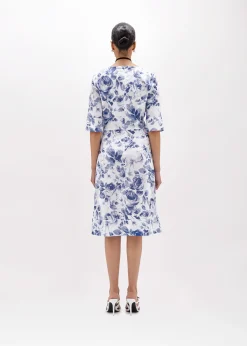 POPLIN LONGUETTE DRESS WITH ROSE PRINT