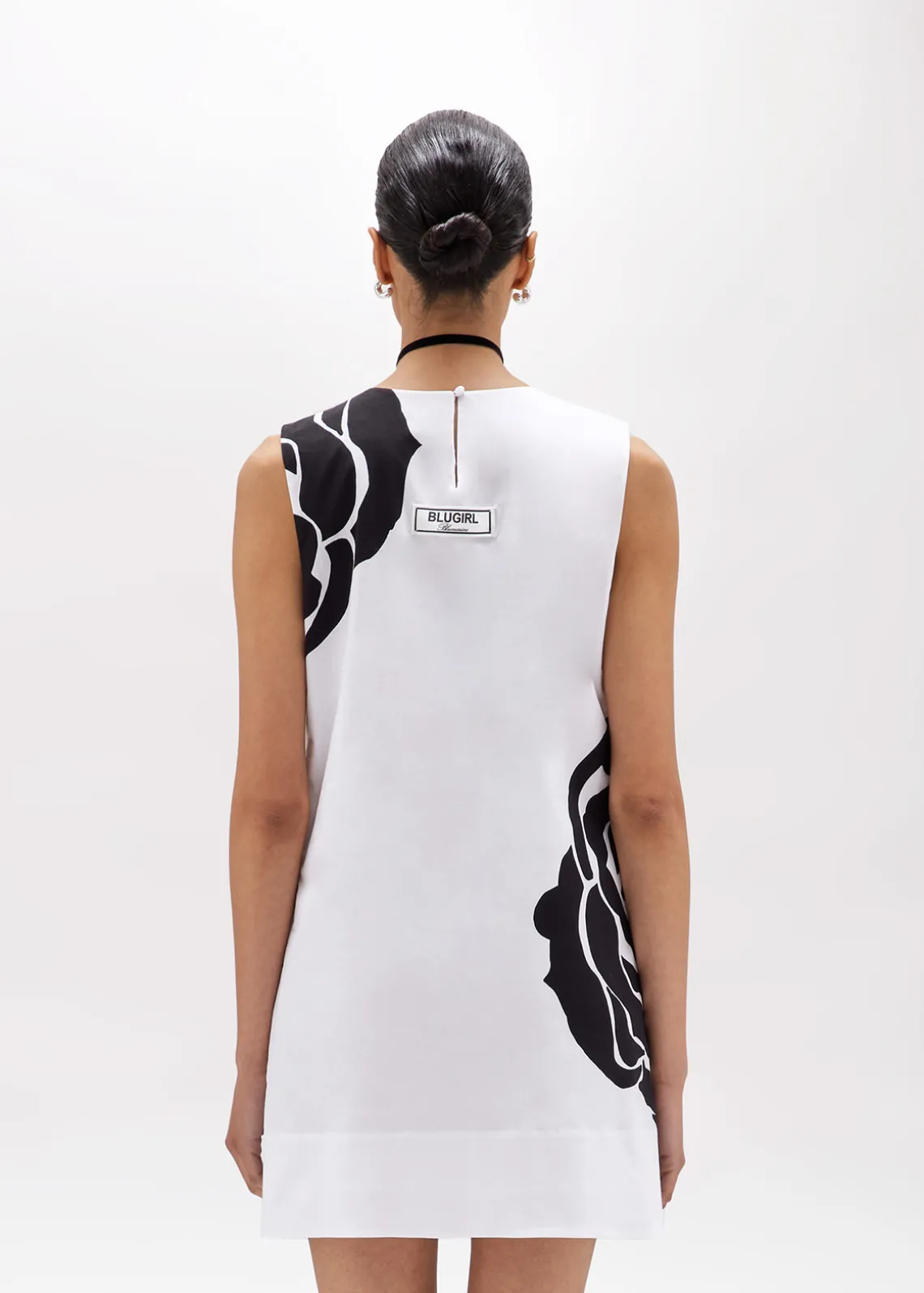 POPLIN MINI DRESS WITH ROSE DECORATION