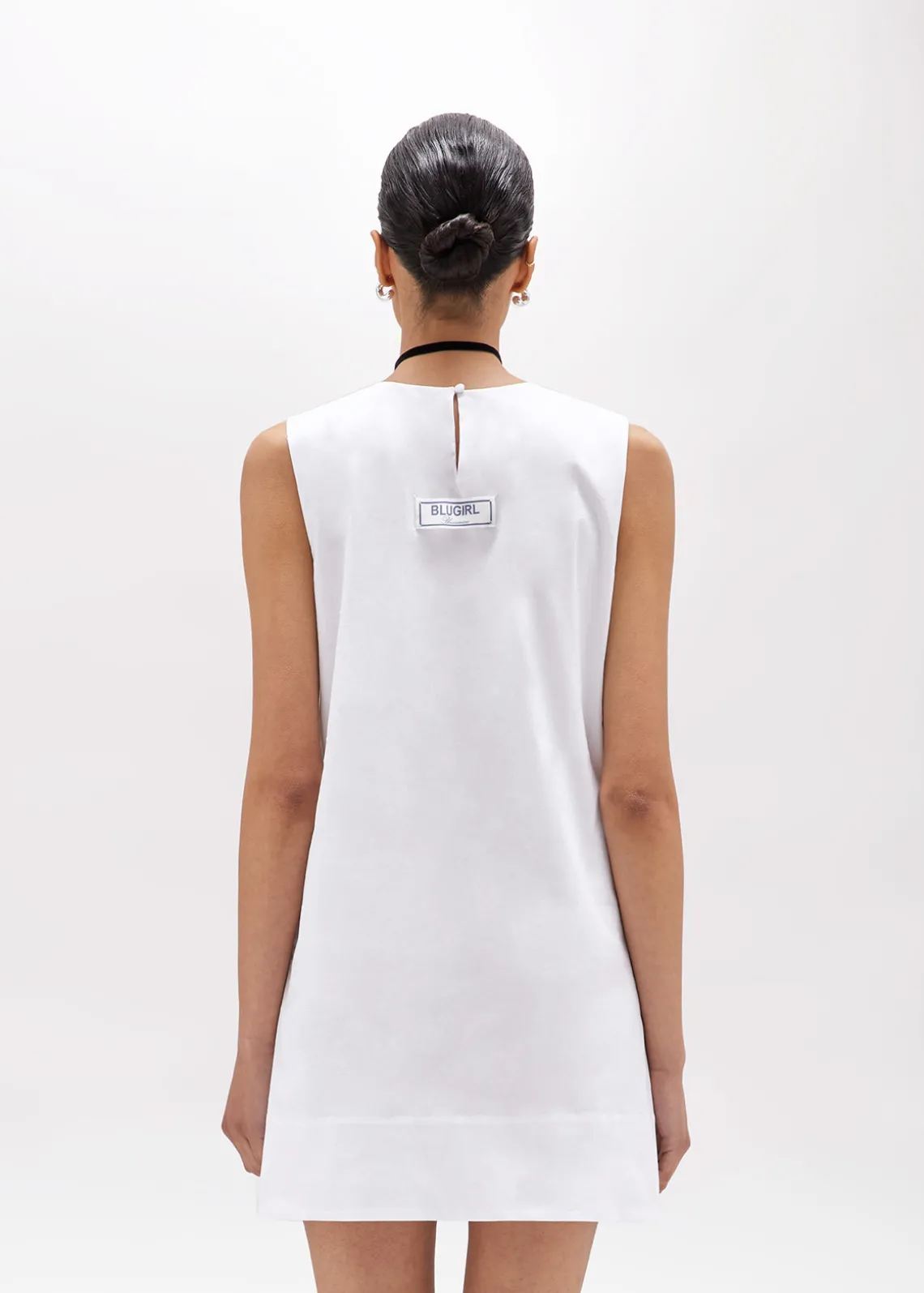POPLIN MINI DRESS WITH ROSE DECORATION