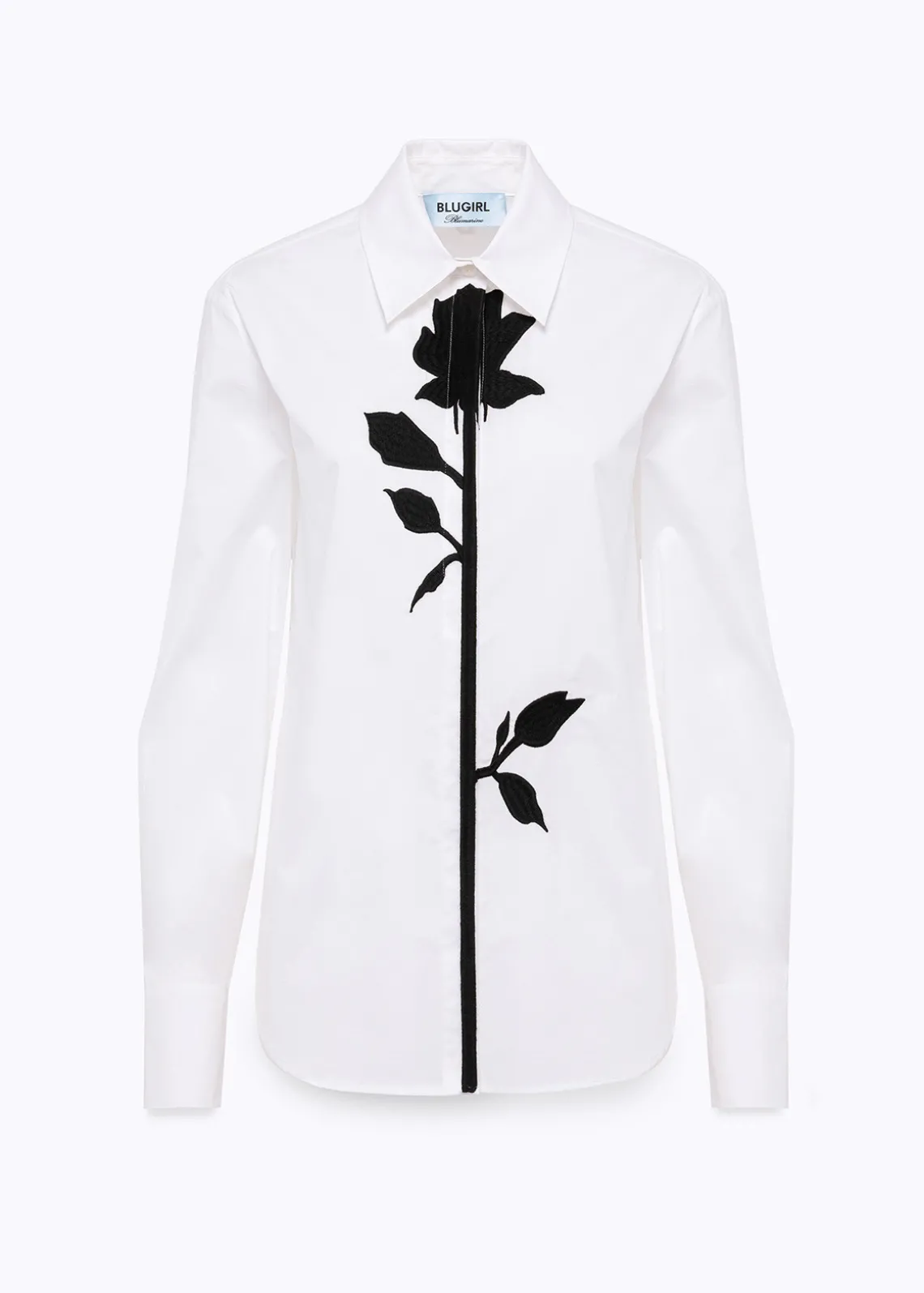 POPLIN SHIRT WITH FLORAL PATCH DETAILS