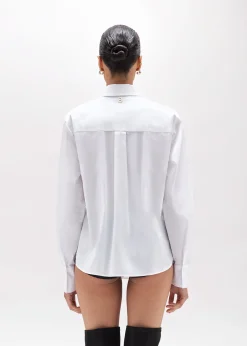 POPLIN SHIRT WITH FLORAL PATCH DETAILS