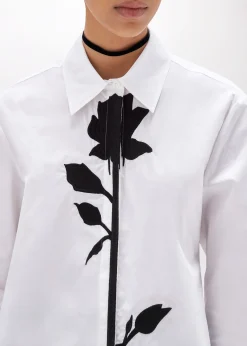 POPLIN SHIRT WITH FLORAL PATCH DETAILS