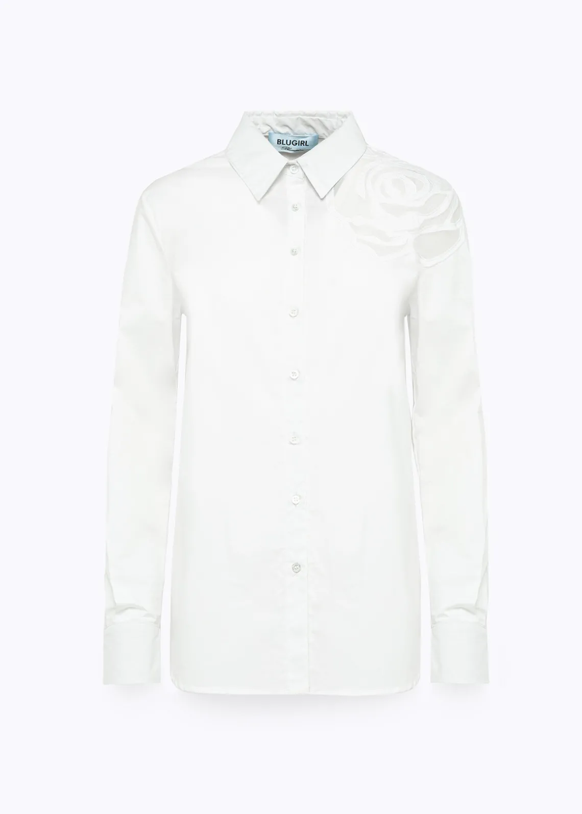 POPLIN SHIRT WITH ROSE INLAID DESIGN