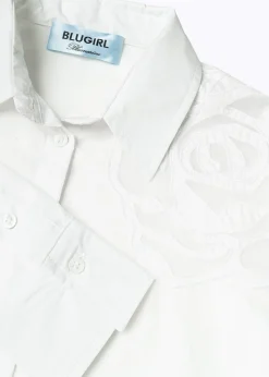 POPLIN SHIRT WITH ROSE INLAID DESIGN