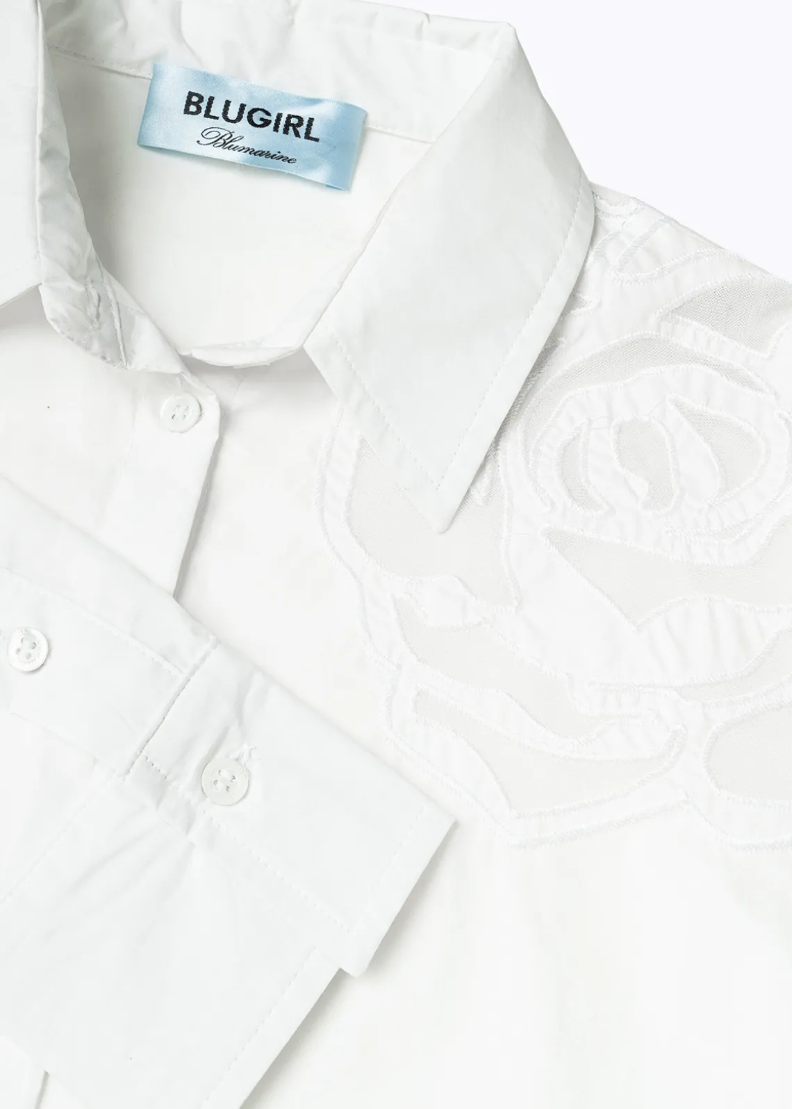 POPLIN SHIRT WITH ROSE INLAID DESIGN