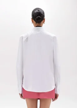 POPLIN SHIRT WITH ROSE INLAID DESIGN