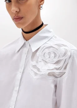 POPLIN SHIRT WITH ROSE INLAID DESIGN