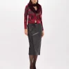 PRINTED CARDIGAN WITH COLLAR IN FAUX FUR