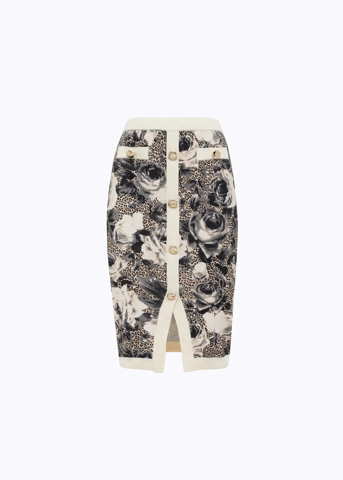 PRINTED KNIT MIDI SKIRT