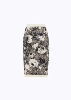 PRINTED KNIT MIDI SKIRT